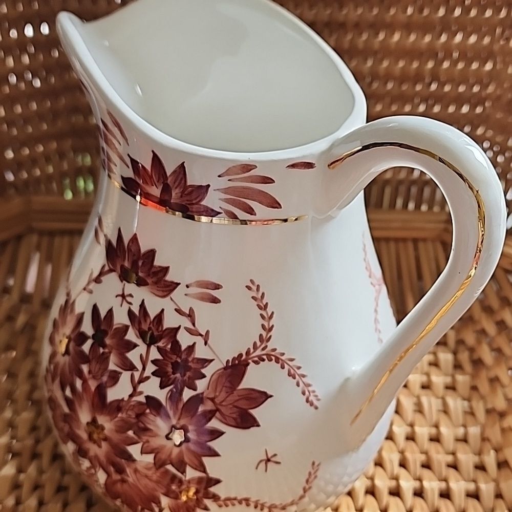 Floral Pitcher Gold Tone Accent